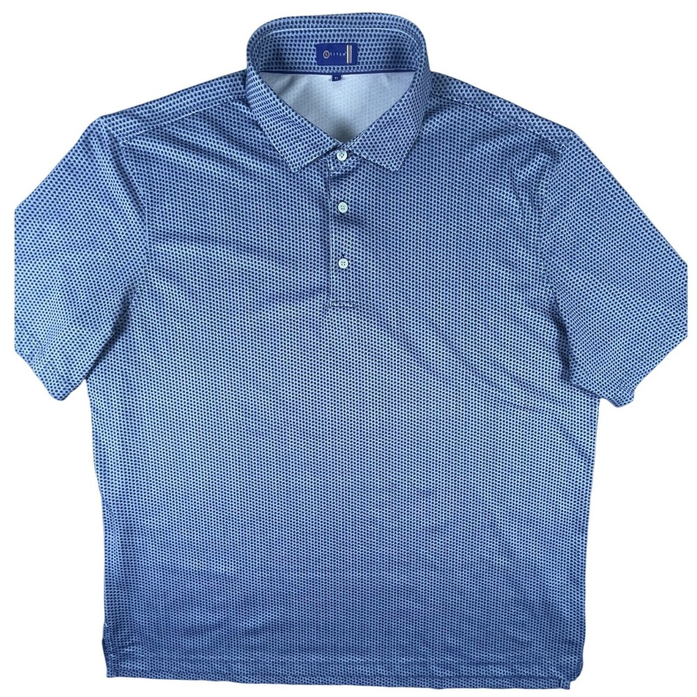 Stitch Polo Shirt Mens XL Blue Geometric Performance Golf Short Sleeve